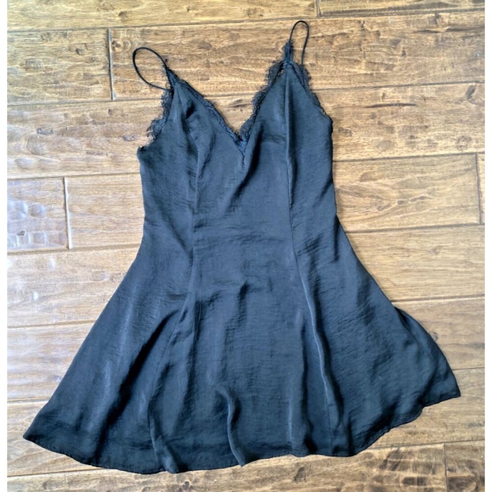 Y2K Sadie and Sage Mini Slip Dress Small Black Lace 90's Whimsygoth